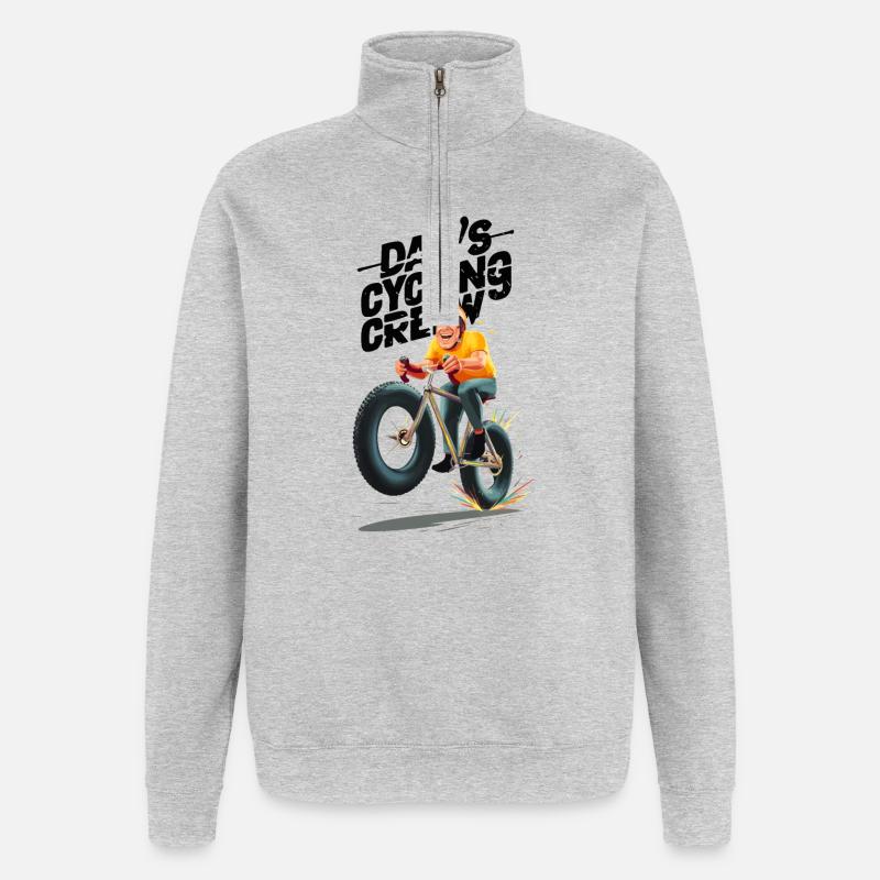 Illustration vibrante de cyclisme tout-terrain - Sweat à zip 1/4 - gris chiné