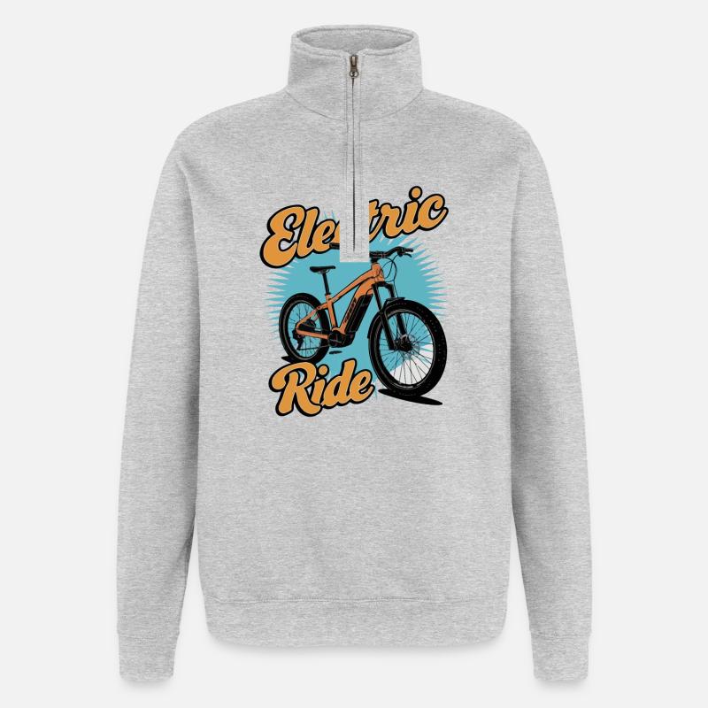 Conception d’aventure en vélo électrique - Sweat à zip 1/4 - gris chiné