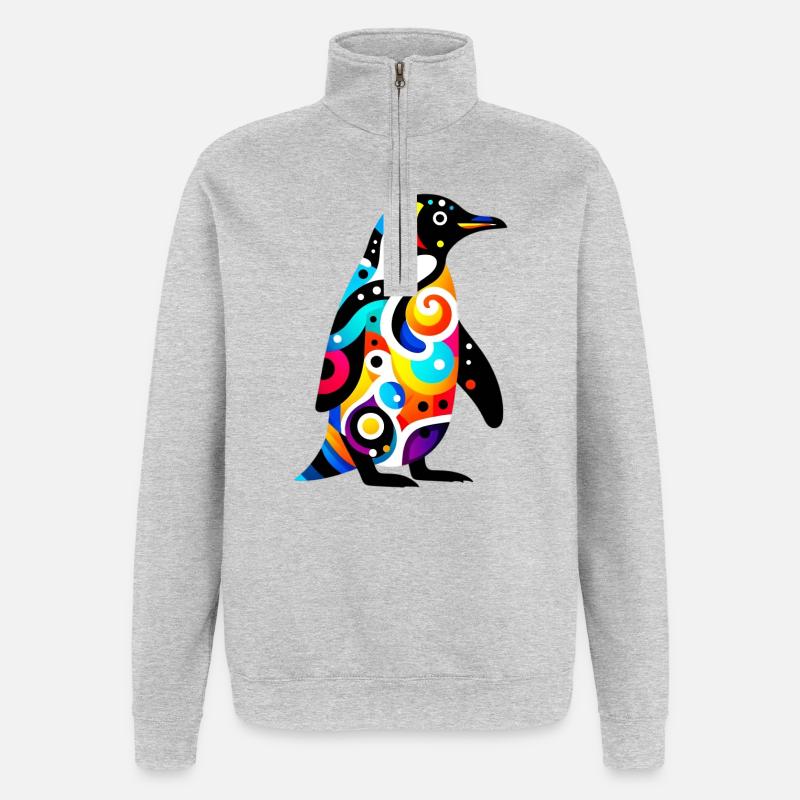 Pingouin - Sweat à zip 1/4 - gris chiné