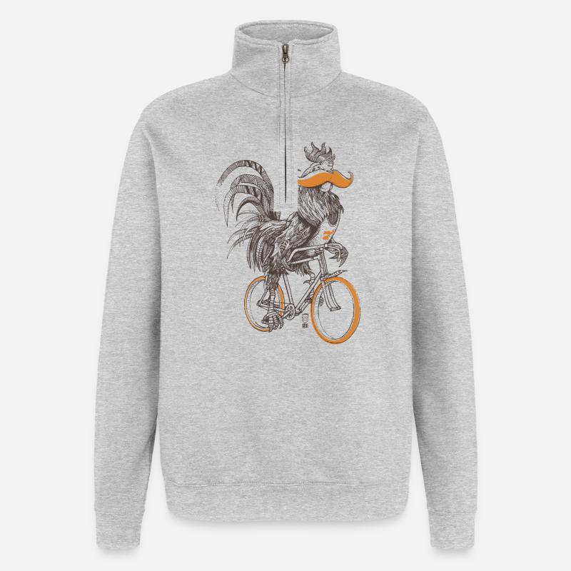 Rooster & Bicycles - Quarter-Zip Sweatshirt - heather grey