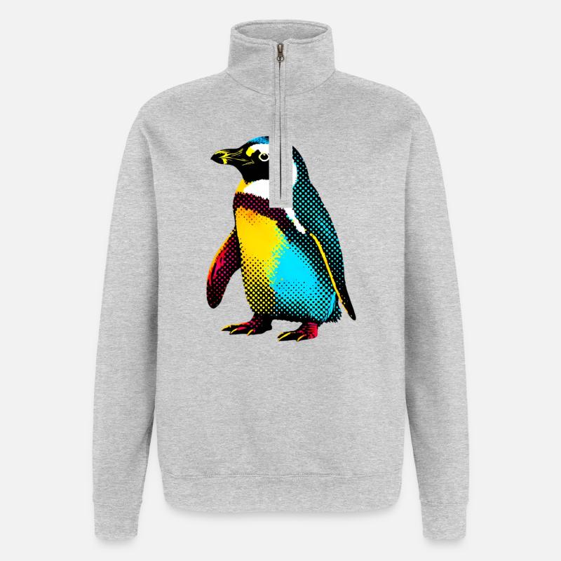 Pingouin - Sweat à zip 1/4 - gris chiné