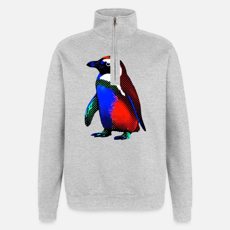 Pingouin - Sweat à zip 1/4 - gris chiné