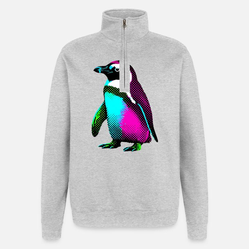 Pingouin - Sweat à zip 1/4 - gris chiné