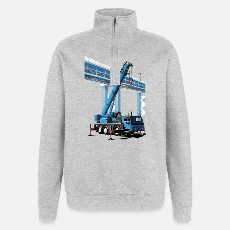 Mobile crane assembles bridge sections - Quarter-Zip Sweatshirt - heather grey