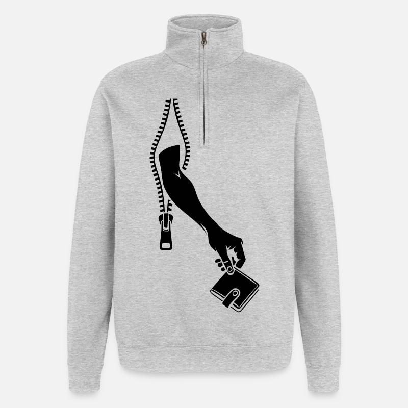 Taschendieb - Quarter-Zip-Sweatshirt - Grau meliert