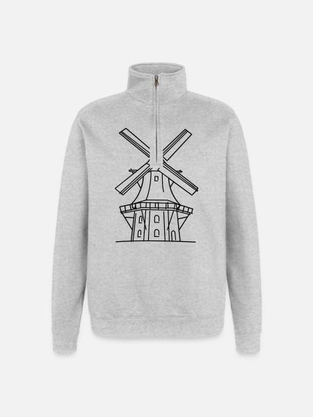 Moulin à vent - Sweat à zip 1/4 - gris chiné