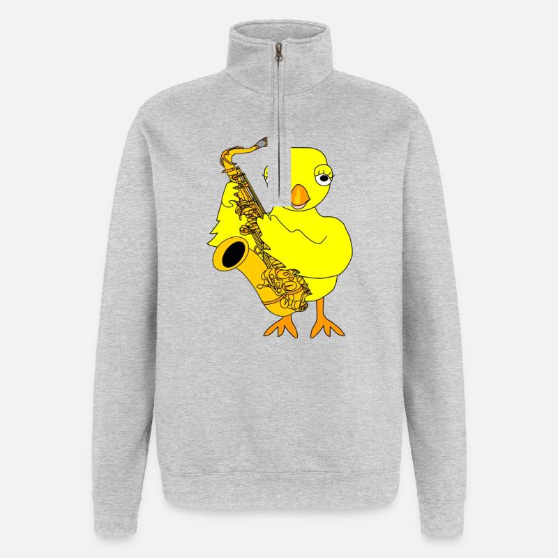 Saxophone Chick - Sweat à zip 1/4 - gris chiné