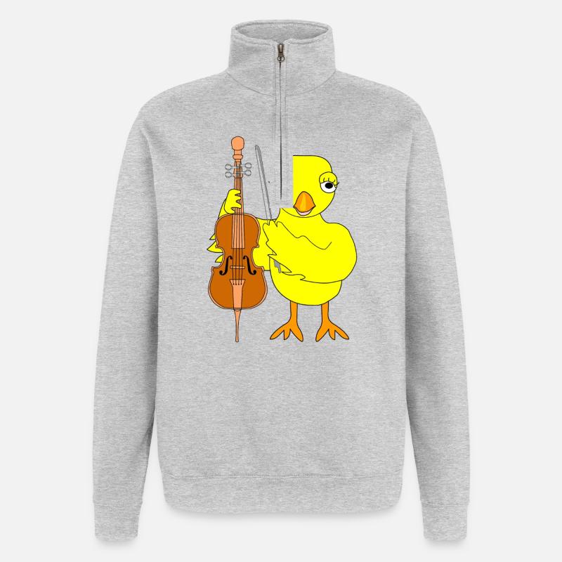 Violoncelle Poussin - Sweat à zip 1/4 - gris chiné