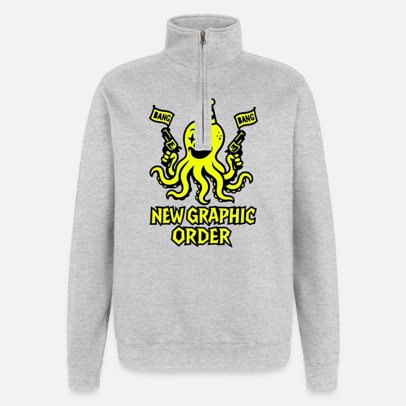 New Graphic Order Krake - Quarter-Zip-Sweatshirt - Grau meliert