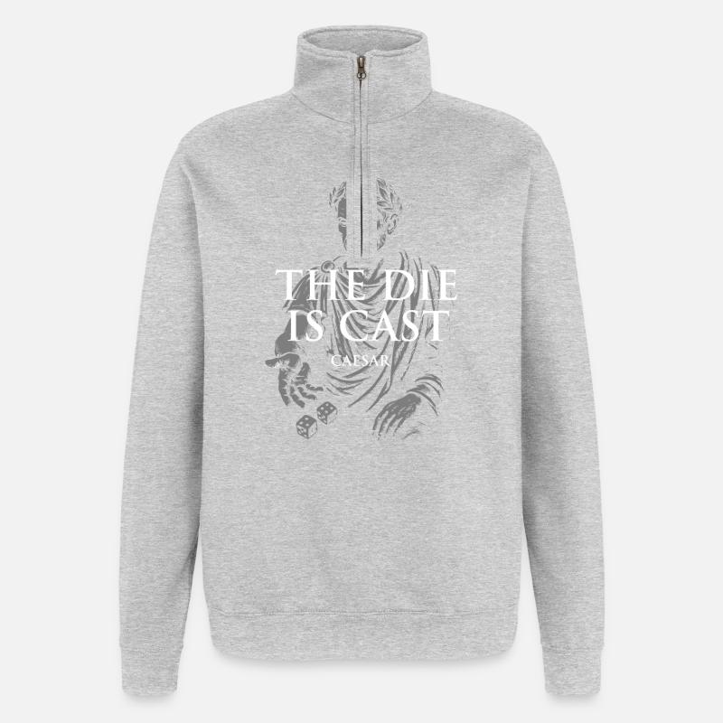Roman Caesar Zitat verspieltes Design - Quarter-Zip-Sweatshirt - Grau meliert