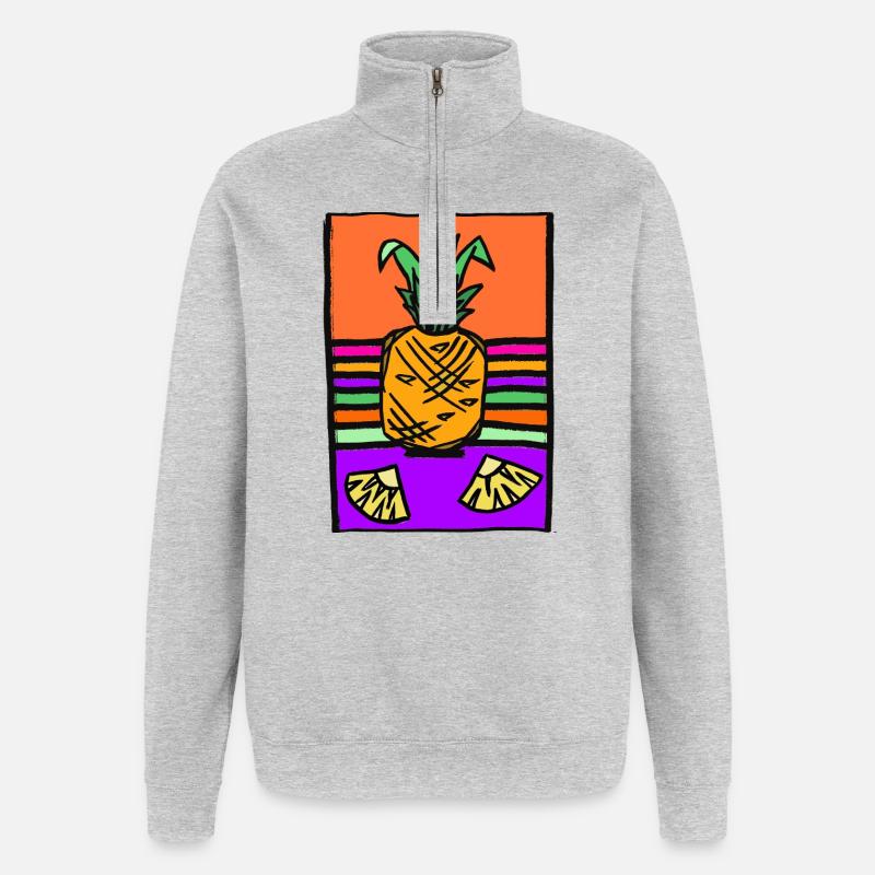 Illustration de néon d’ananas - Sweat à zip 1/4 - gris chiné