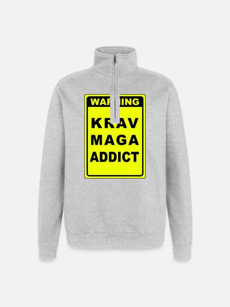 Warning Krav Maga Addict - Quarter-Zip Sweatshirt - heather grey