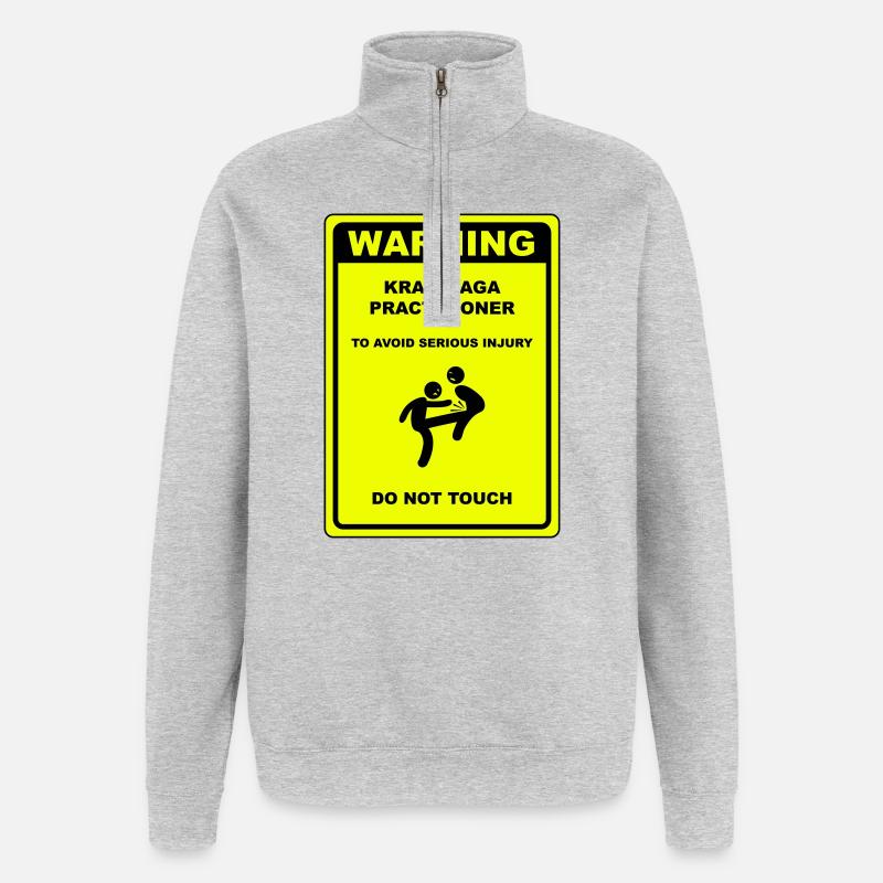 Warnung! Krav Maga Praktizierender! - Quarter-Zip-Sweatshirt - Grau meliert