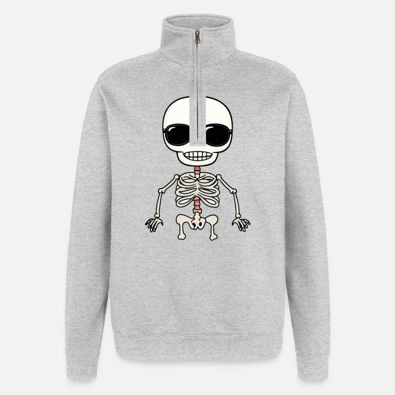 Skeleton mit Sonnenbrille und Stil - Quarter-Zip-Sweatshirt - Grau meliert