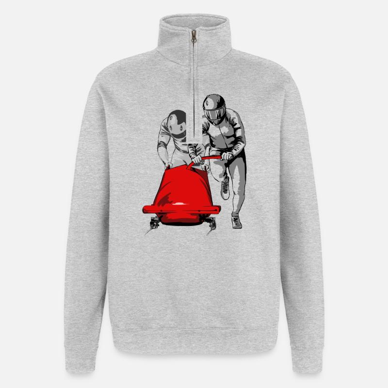 Bobsledder pushing at the start - Quarter-Zip Sweatshirt - heather grey