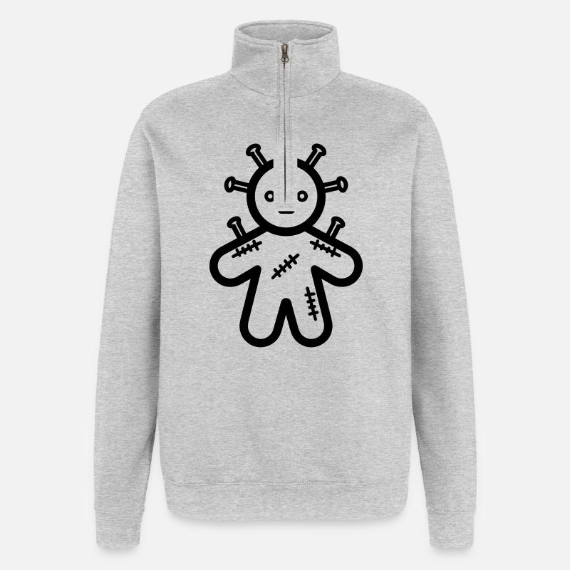 Poupée Vaudou - Sweat à zip 1/4 - gris chiné