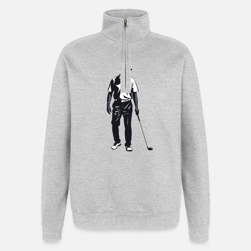 Golfer - Cooles Silhouette Logo - Quarter-Zip-Sweatshirt - Grau meliert