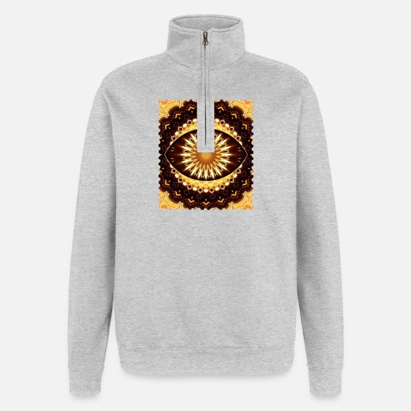 Kaleidoscope Fire Eye Pattern - Quarter-Zip Sweatshirt - heather grey