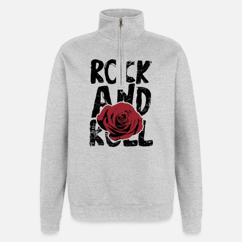 Rock and roll - Sweat à zip 1/4 - gris chiné