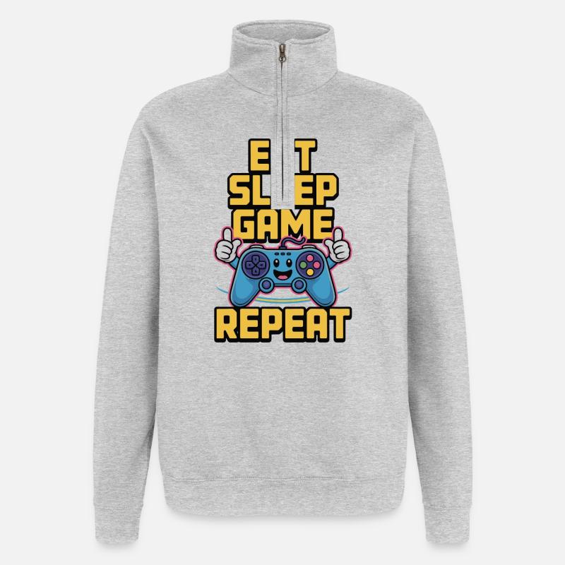 Jeu Manger et Dormer : Répéter - Sweat à zip 1/4 - gris chiné