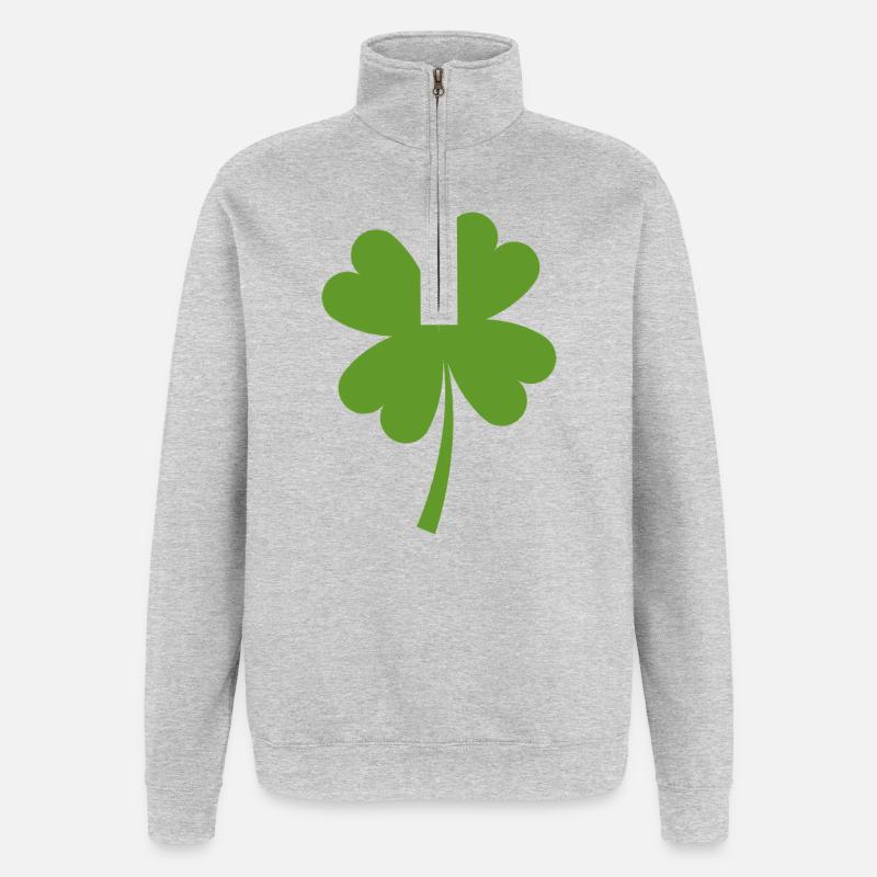 Solid four-leaf clover - Quarter-Zip Sweatshirt - heather grey