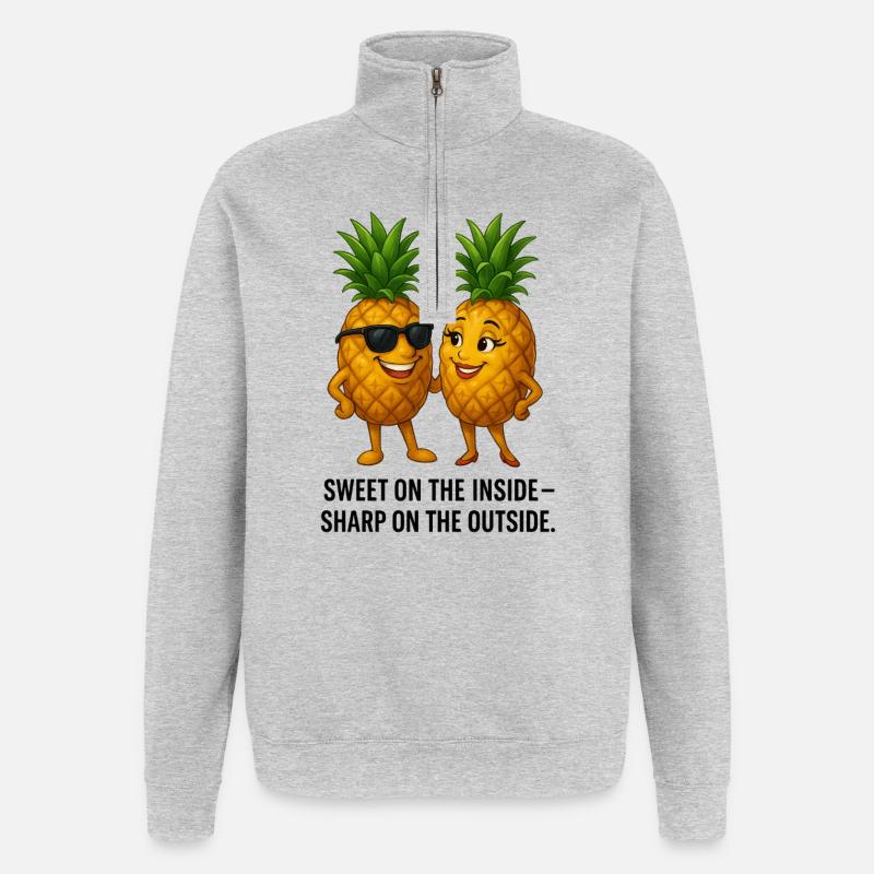 Sweet inside spicy outside pineapple duo - Quarter-Zip Sweatshirt - heather grey