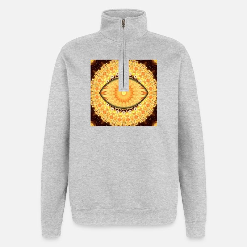 Sonnenmandala Kaleidoskop - Quarter-Zip-Sweatshirt - Grau meliert