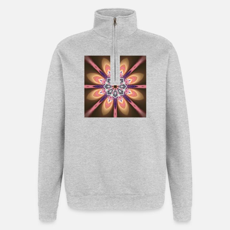 Aube du Mandala - Sweat à zip 1/4 - gris chiné