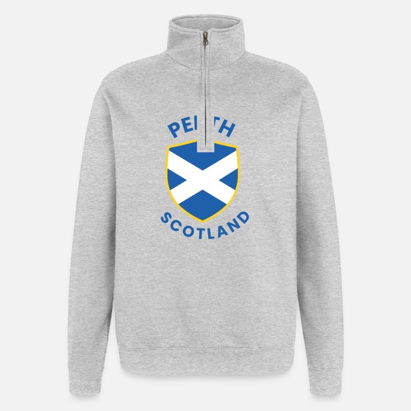 Blason du blason de Perth, Écosse - Sweat à zip 1/4 - gris chiné