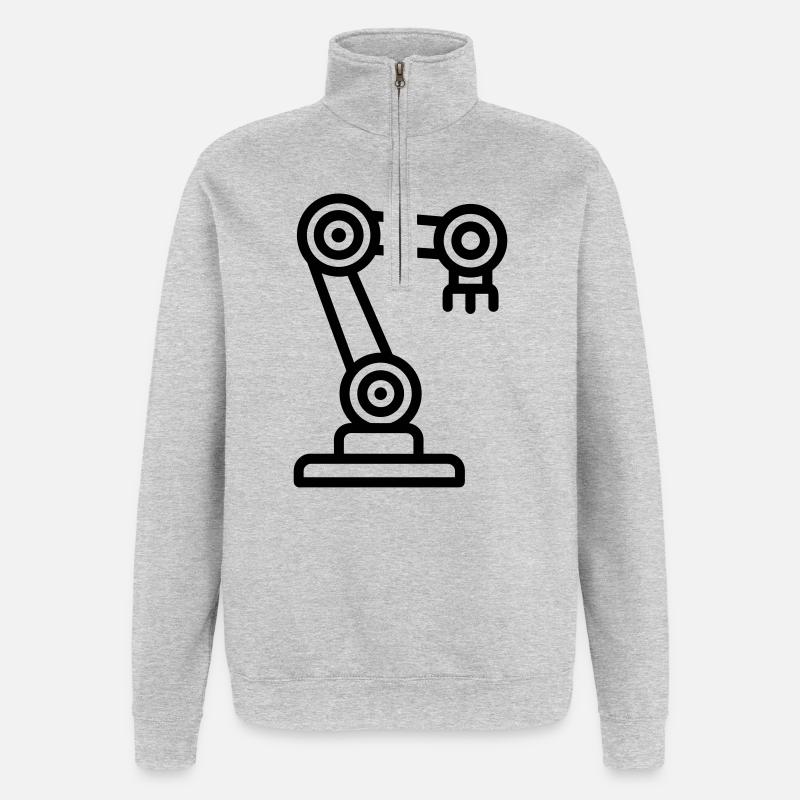 bras robot - Sweat à zip 1/4 - gris chiné