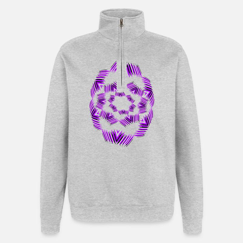 Purple Star Mandala Pattern - Quarter-Zip Sweatshirt - heather grey