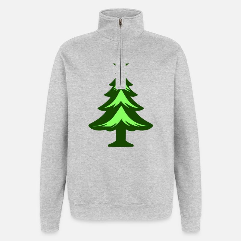 Einfache Weihnachtsbaum-Grafik - Quarter-Zip-Sweatshirt - Grau meliert
