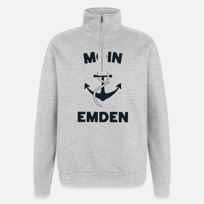Moin Emden – Conception d’ancres maritimes - Sweat à zip 1/4 - gris chiné