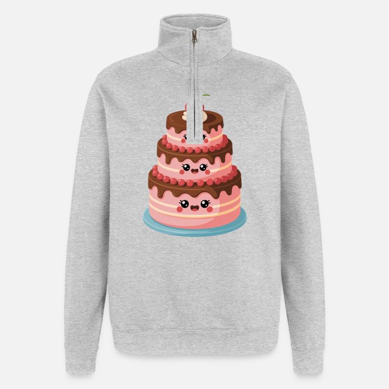 Cake Comic Cute - Sweat à zip 1/4 - gris chiné