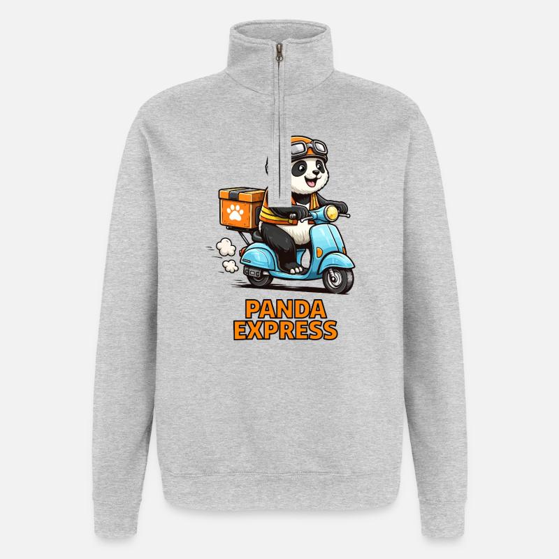 Panda Lieferroller - Quarter-Zip-Sweatshirt - Grau meliert