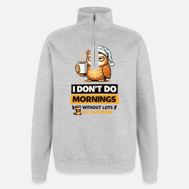 Søvnugle Morgenbryg - Sweatshirt med 1/4 lynlås - grå meleret