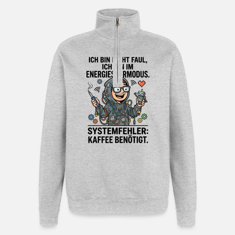 Technik Nerd Löten Roboter DIY - Quarter-Zip-Sweatshirt - Grau meliert
