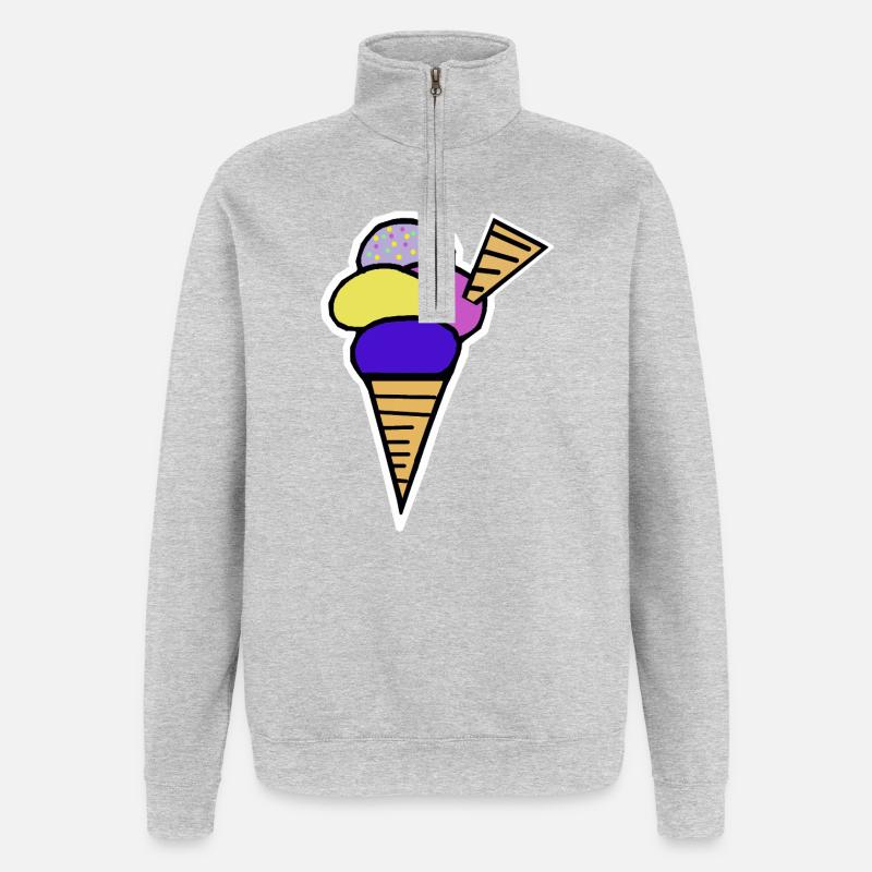 Eiswaffel Eiscreme Eis Kinder Retro - Quarter-Zip Sweatshirt - heather grey