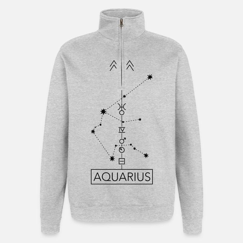 Aquarius - Wassermann Sternzeichen - schwarz - Quarter-Zip-Sweatshirt - Grau meliert