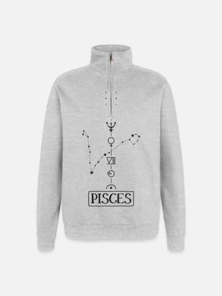 Pisces - Pisces Zodiac - black - Quarter-Zip Sweatshirt - heather grey