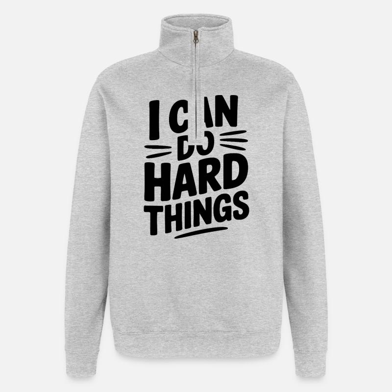 Ich kann harte Dinge tun - Quarter-Zip-Sweatshirt - Grau meliert