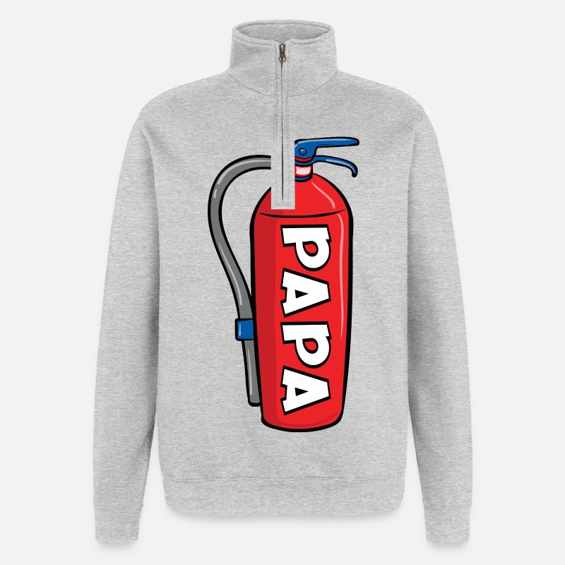 Annonceur du bébé - Papa pompier - Sweat à zip 1/4 - gris chiné
