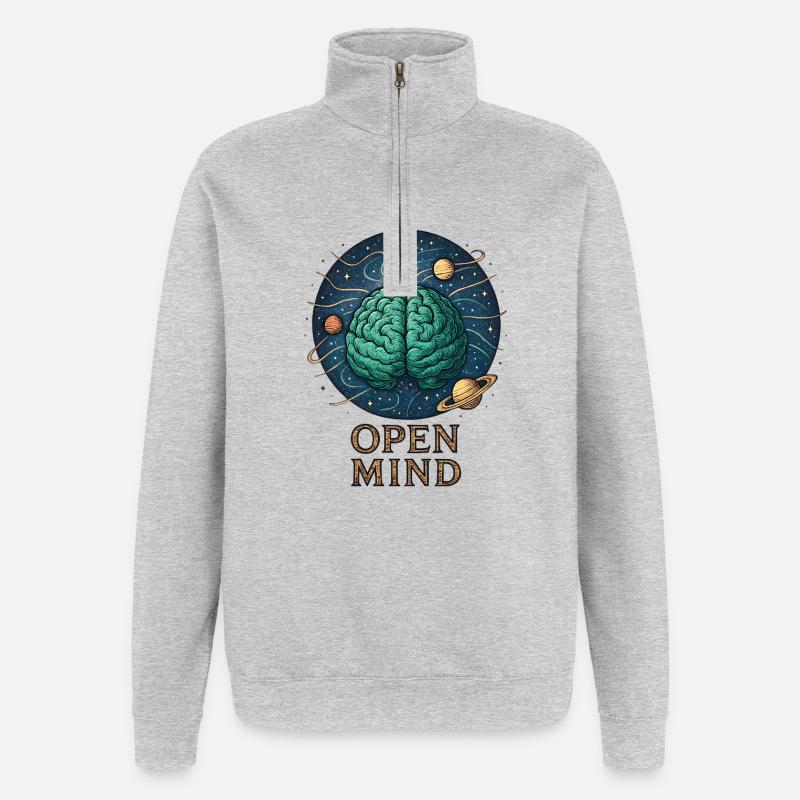 Open mind in space - Quarter-Zip Sweatshirt - heather grey