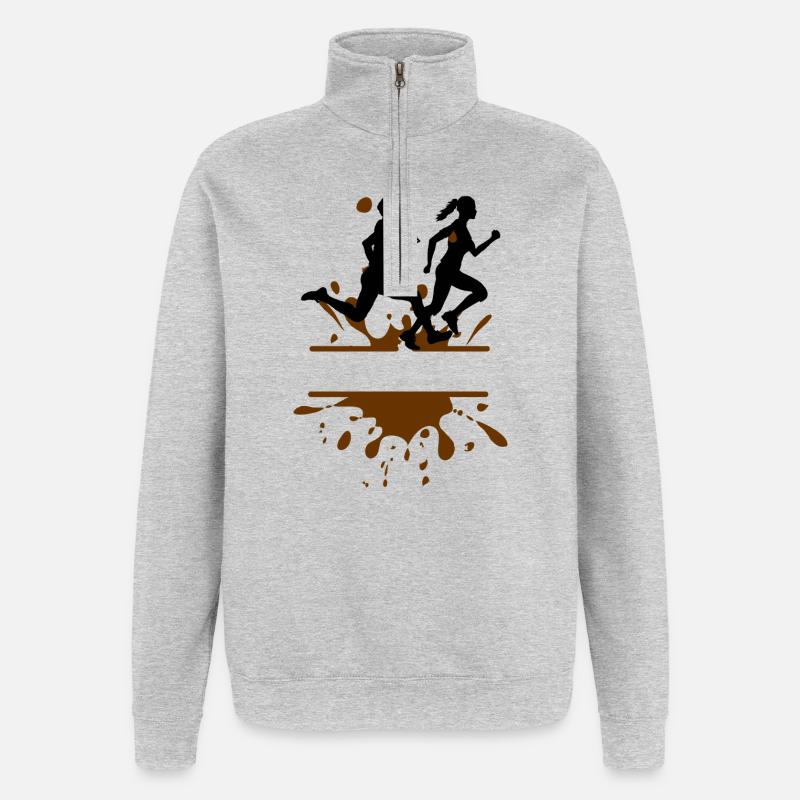 Mud Run Challenge – Mann & Frau Schlamm - Quarter-Zip-Sweatshirt - Grau meliert