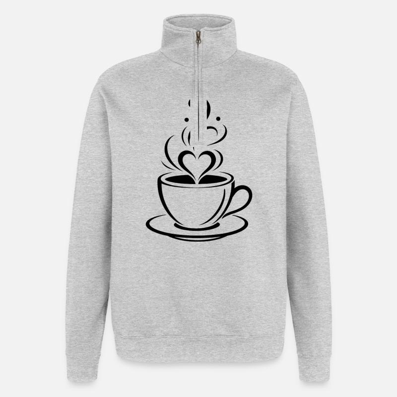 Coffee Heart - Quarter-Zip Sweatshirt - heather grey