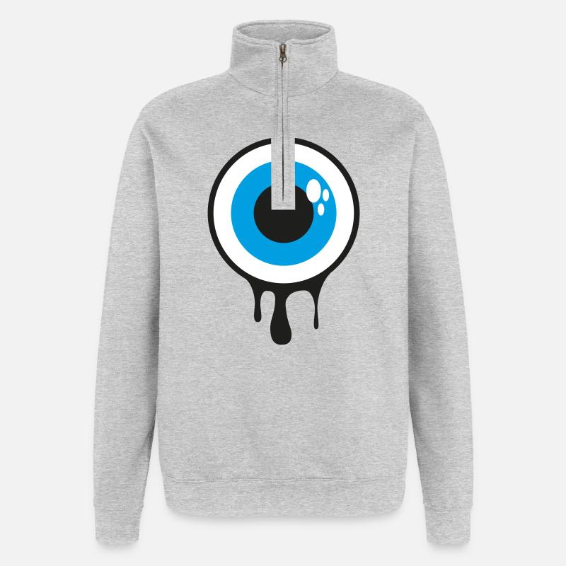 Dripping Eye - Quarter-Zip Sweatshirt - heather grey