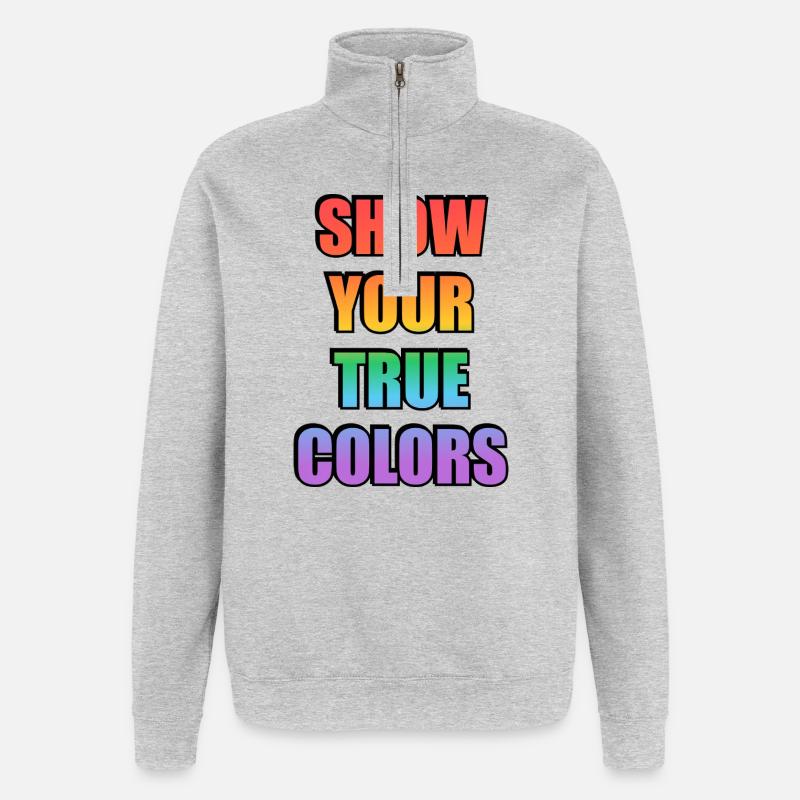 Montrez vos vrais visages - Sweat à zip 1/4 - gris chiné