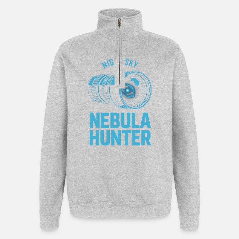 Nebula Hunter Night Sky Telescope Tee - Quarter-Zip Sweatshirt - heather grey