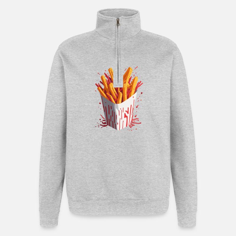 Puces explosives - Sweat à zip 1/4 - gris chiné