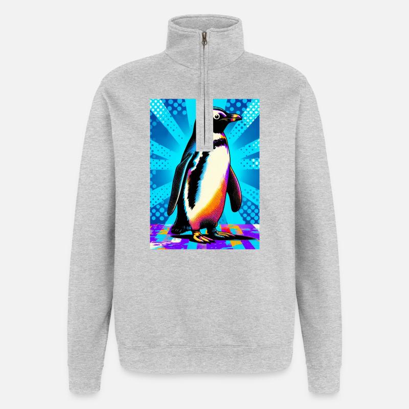 pingouin - Sweat à zip 1/4 - gris chiné